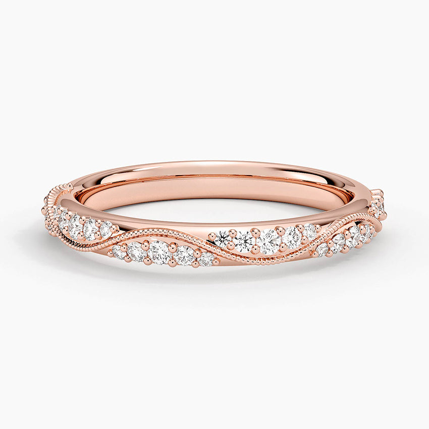 Camellia Milgrain 2.5mm Diamond Ring (1/4 ct. tw.) Rose Gold 18k Wedding Band