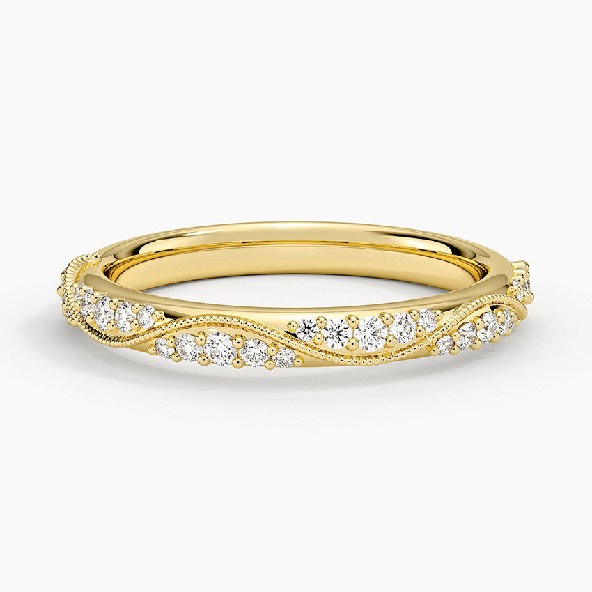 Camellia Milgrain 2.5mm Diamond Ring (1/4 ct. tw.) Yellow Gold 18k Wedding Band