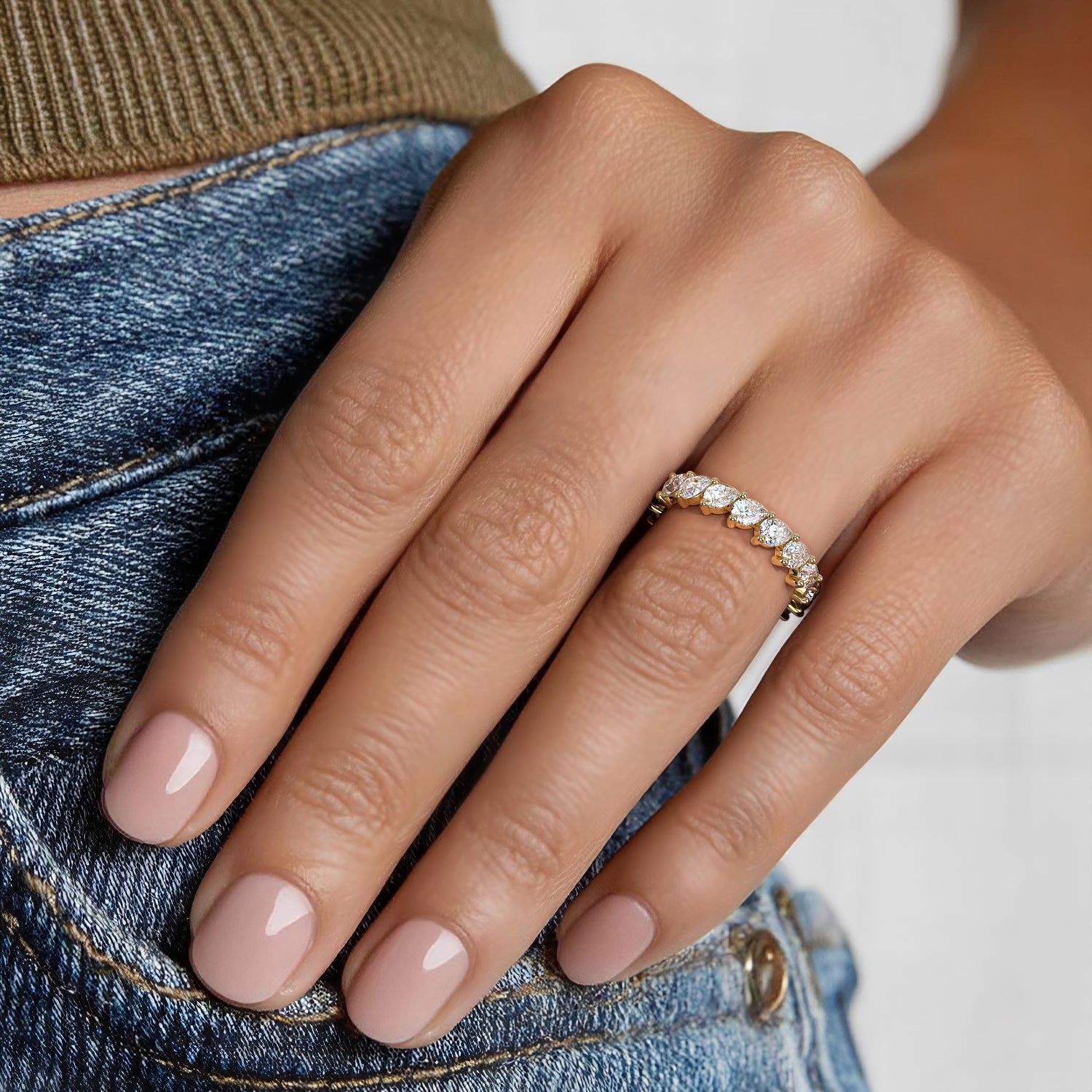 Pear Eternity Lab Diamond Ring (2 ct. tw.) Yellow Gold 18k Eternity Band