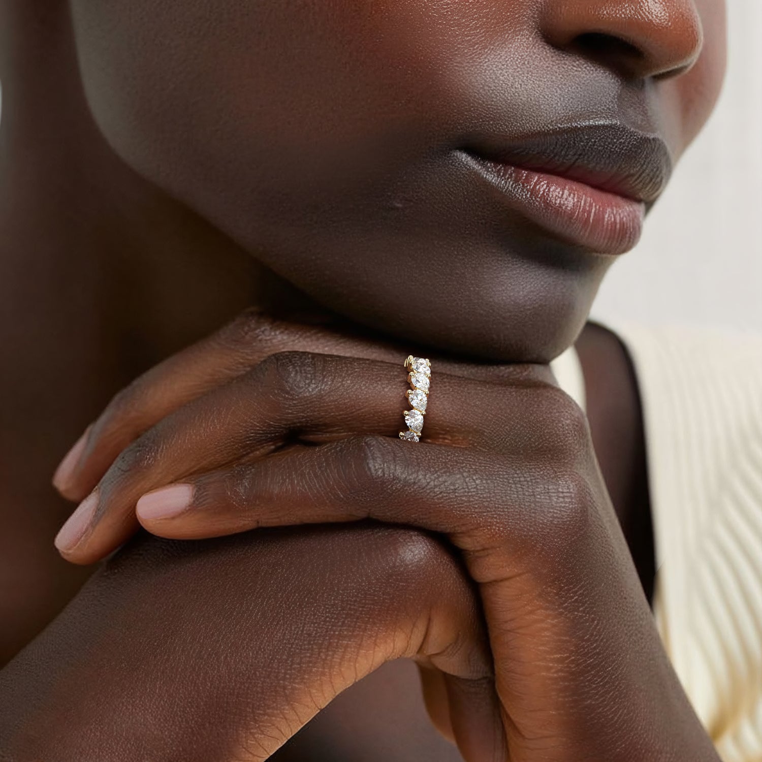 Pear Eternity Lab Diamond Ring (2 ct. tw.) Yellow Gold 18k Eternity Band