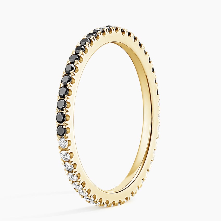 Ballad Eternity Black Diamond and Diamond Ring (1/4 ct. tw.) Yellow Gold 18k Eternity Band