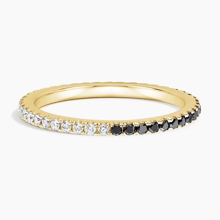Ballad Eternity Black Diamond and Diamond Ring (1/4 ct. tw.) Yellow Gold 18k Eternity Band
