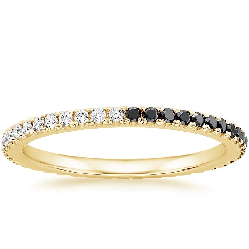 Ballad Eternity Black Diamond and Diamond Ring (1/4 ct. tw.) Yellow Gold 18k Eternity Band