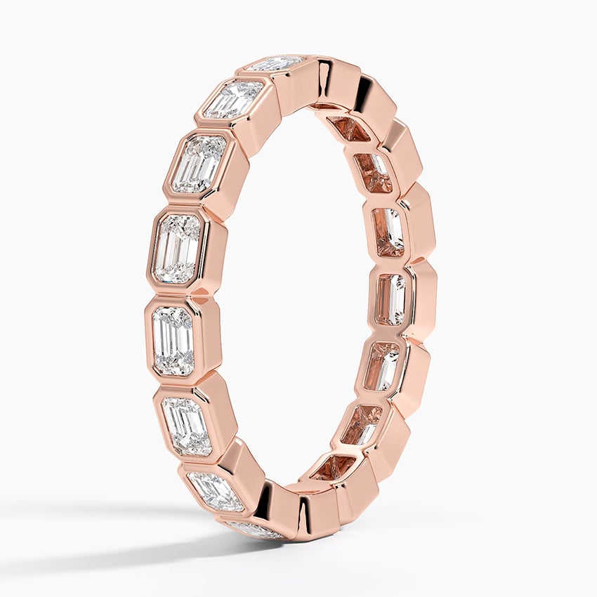 East-West Bezel Emerald Cut Eternity Diamond Ring (1 1/2 ct. tw.) Rose Gold 18k Eternity Band