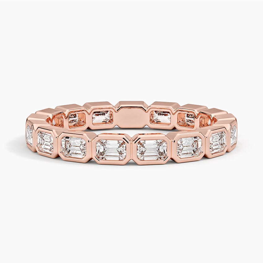 East-West Bezel Emerald Cut Eternity Diamond Ring (1 1/2 ct. tw.) Rose Gold 18k Eternity Band