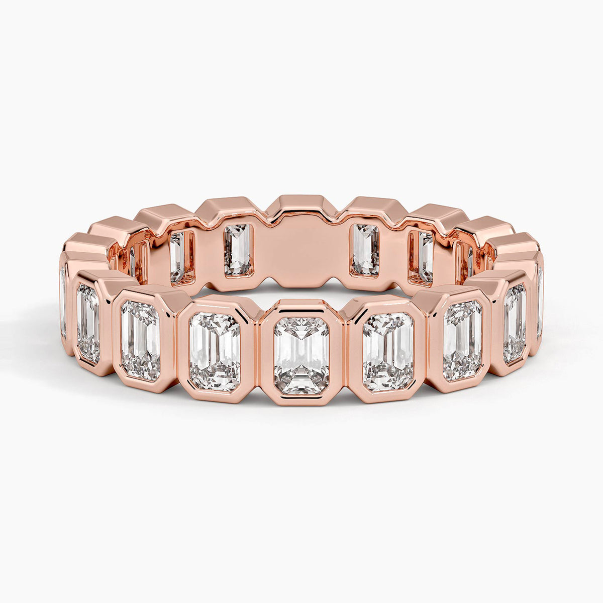 Bezel Emerald Cut Eternity Lab Diamond Ring (2 1/2 ct. tw.) Rose Gold 18k Eternity Band