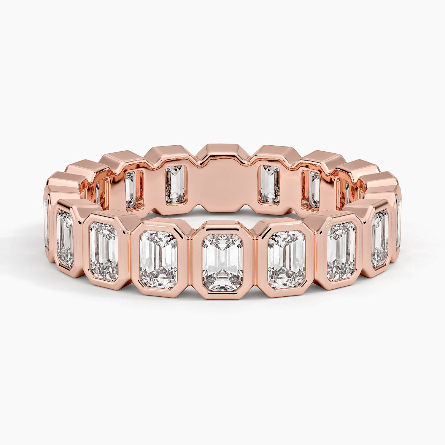 Bezel Emerald Cut Eternity Lab Diamond Ring (2 1/2 ct. tw.) Rose Gold 18k Eternity Band