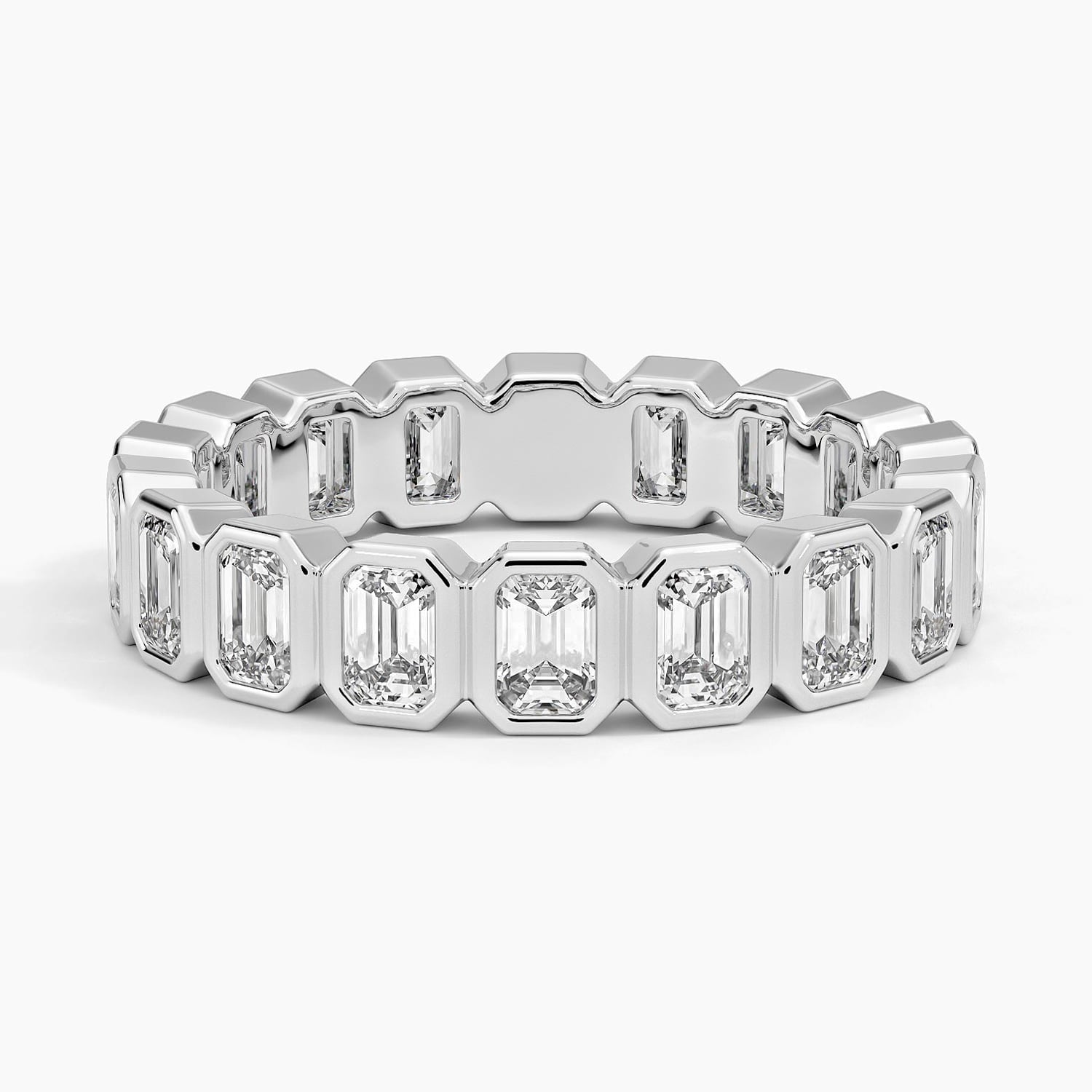 Bezel Emerald Cut Eternity Lab Diamond Ring (2 1/2 ct. tw.) Platinum Eternity Band