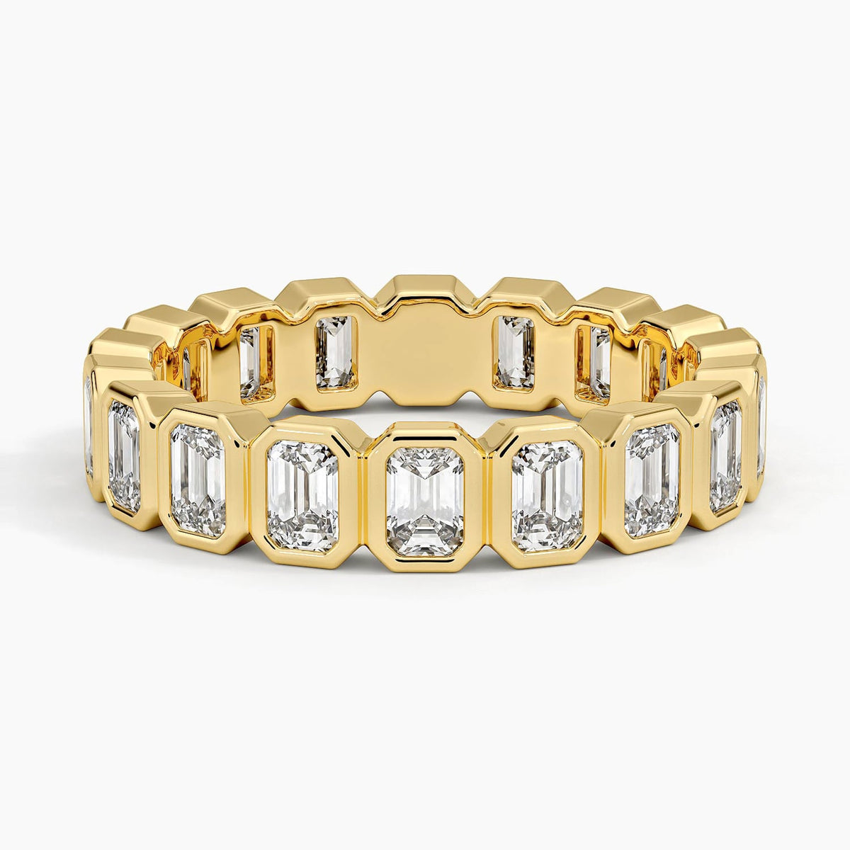 Bezel Emerald Cut Eternity Lab Diamond Ring (2 1/2 ct. tw.) Yellow Gold 18k Eternity Band