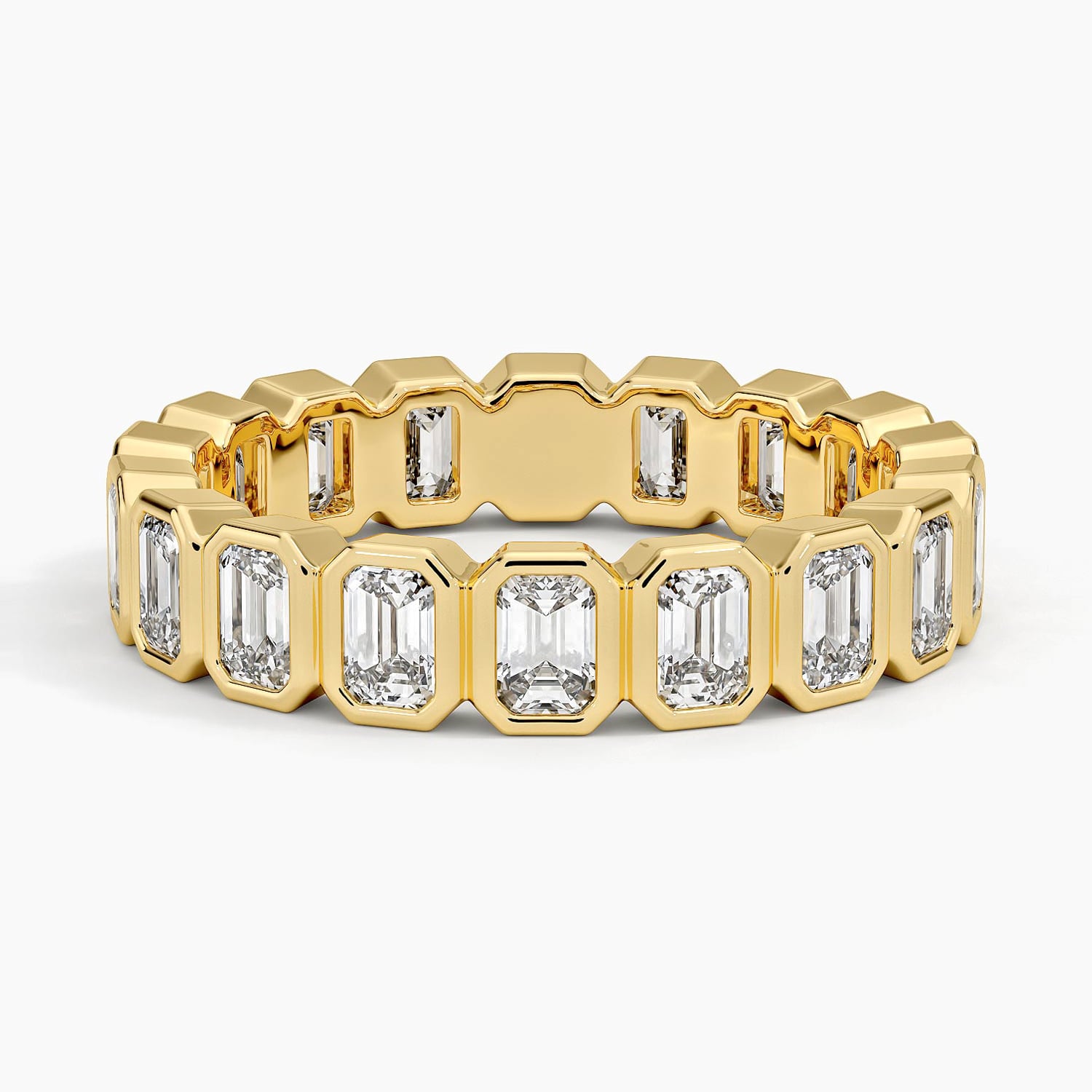 Bezel Emerald Cut Eternity Lab Diamond Ring (2 1/2 ct. tw.) Yellow Gold 18k Eternity Band