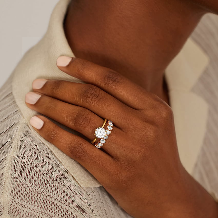 Heart Shaped Lab Diamond Bezel Ring Rose Gold 18k Wedding Band