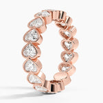 Heart Shaped Lab Diamond Bezel Ring Rose Gold 18k Wedding Band