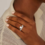 Heart Shaped Lab Diamond Bezel Ring Platinum Wedding Band