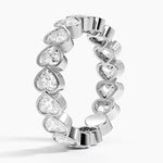 Heart Shaped Lab Diamond Bezel Ring Platinum Wedding Band