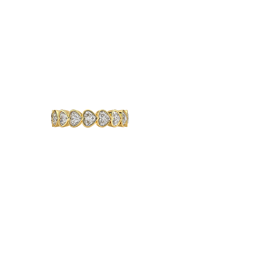 Heart Shaped Lab Diamond Bezel Ring Yellow Gold 18k Wedding Band