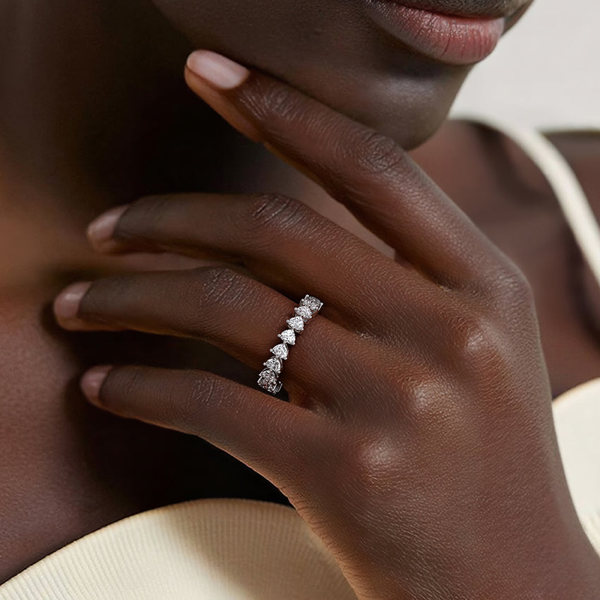 Heart Shaped Eternity Lab Diamond Ring (2 ct. tw.) Platinum Eternity Band