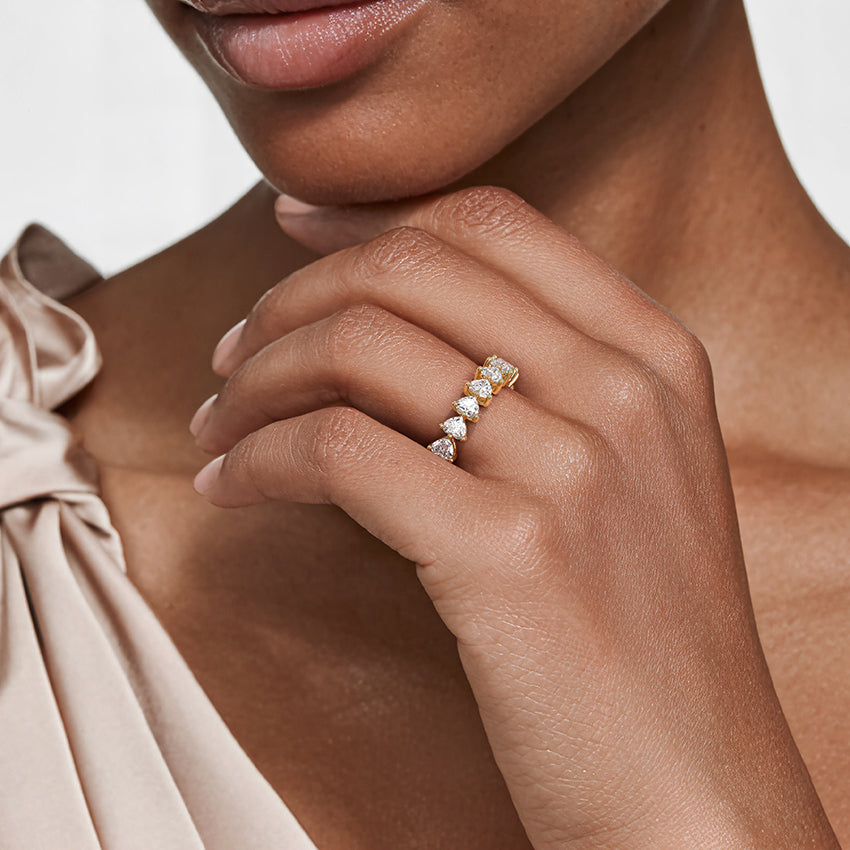 Heart Shaped Eternity Lab Diamond Ring (2 ct. tw.) Yellow Gold 18k Eternity Band