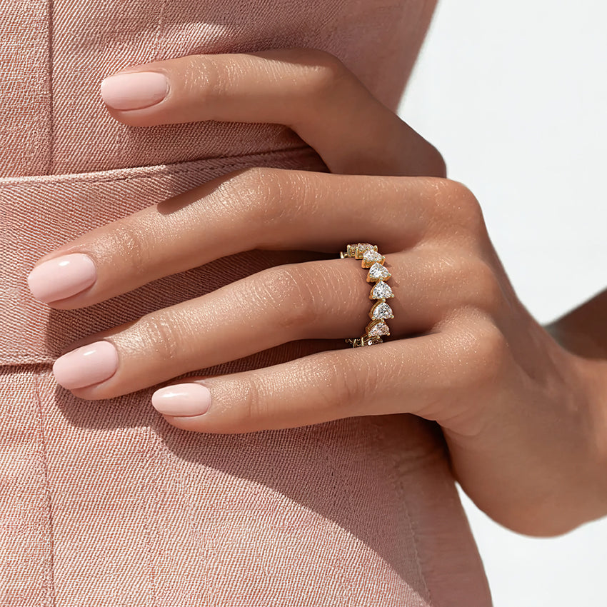 Heart Shaped Eternity Lab Diamond Ring (3 ct. tw.) Yellow Gold 18k Eternity Band