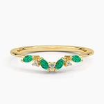 Yvette Lab Emerald and Diamond Ring Yellow Gold 18k Wedding Band