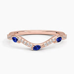 Luxe Willow Curved Sapphire and Diamond Ring Rose Gold 18k Wedding Band