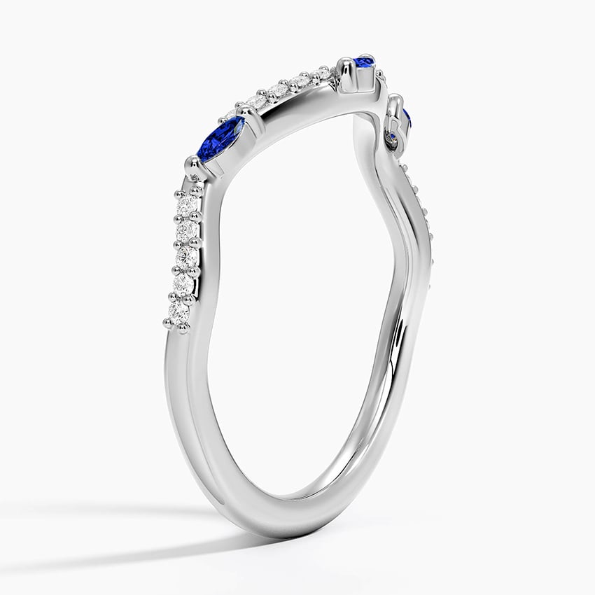 Luxe Willow Curved Sapphire and Diamond Ring Platinum Wedding Band