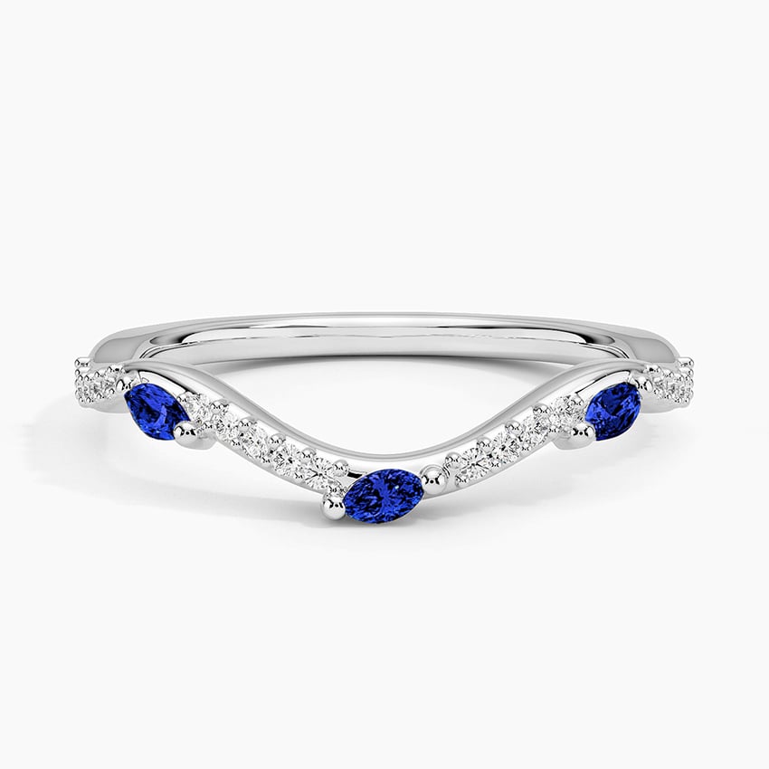 Luxe Willow Curved Sapphire and Diamond Ring Platinum Wedding Band