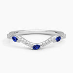 Luxe Willow Curved Sapphire and Diamond Ring Platinum Wedding Band