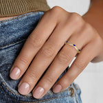 Luxe Willow Curved Sapphire and Diamond Ring Yellow Gold 18k Wedding Band