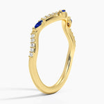 Luxe Willow Curved Sapphire and Diamond Ring Yellow Gold 18k Wedding Band