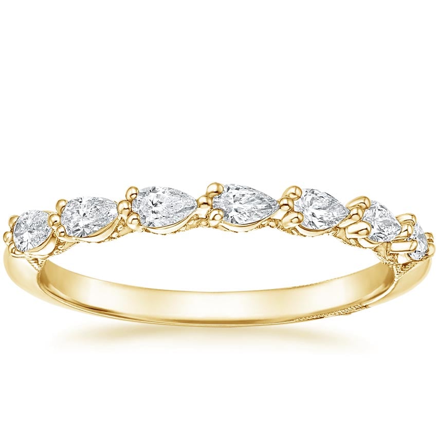 Tacori Sculpted Crescent Pear Diamond Ring (1/3 ct. tw.) Yellow Gold 18k Wedding Band