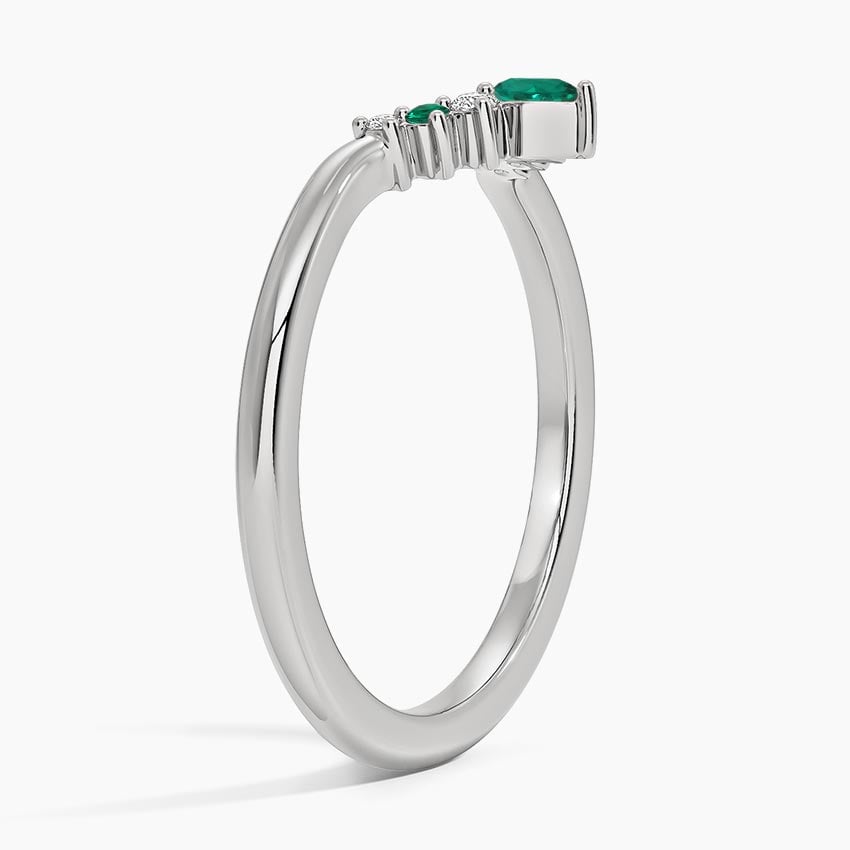 Lunette Lab Emerald and Diamond Contoured Ring Platinum Wedding Band