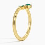 Lunette Lab Emerald and Diamond Contoured Ring Yellow Gold 18k Wedding Band