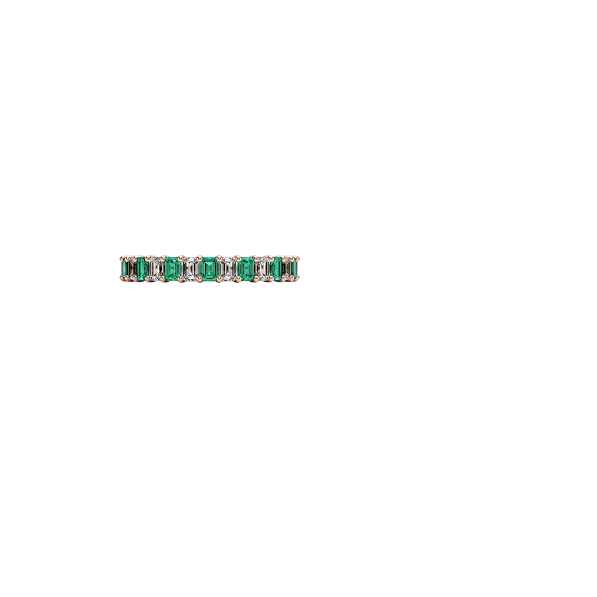 Eternity Lab Emerald and Diamond Ring Rose Gold 18k Eternity Band