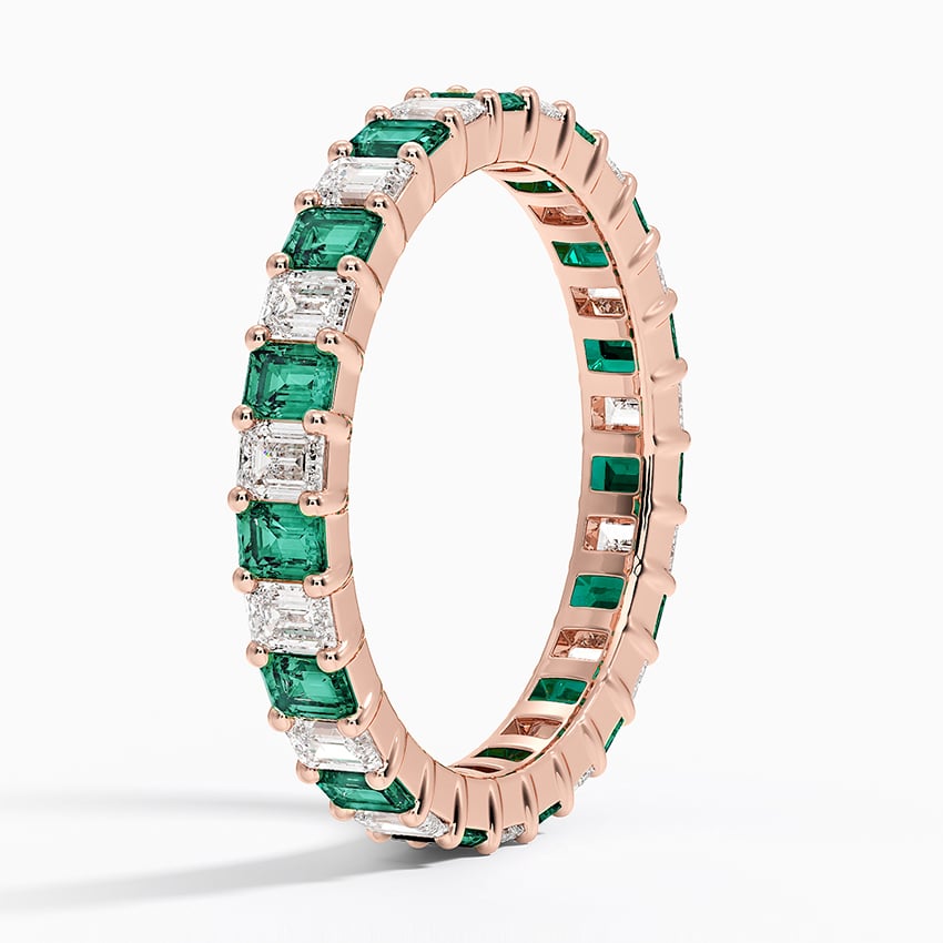 Eternity Lab Emerald and Diamond Ring Rose Gold 18k Eternity Band