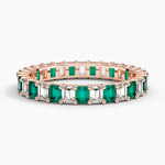 Eternity Lab Emerald and Diamond Ring Rose Gold 18k Eternity Band