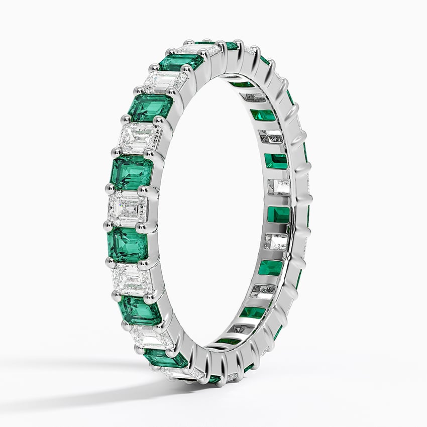 Eternity Lab Emerald and Diamond Ring Platinum Eternity Band