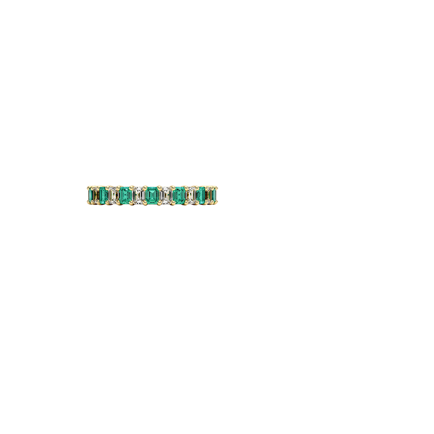 Eternity Lab Emerald and Diamond Ring Yellow Gold 18k Eternity Band