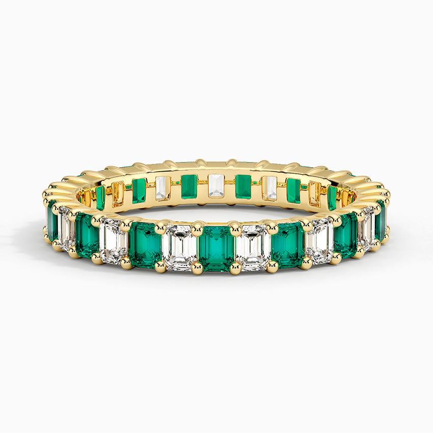 Eternity Lab Emerald and Diamond Ring Yellow Gold 18k Eternity Band