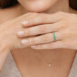 Olivetta Lab Emerald and Diamond Ring Rose Gold 18k Wedding Band