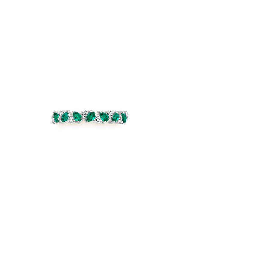 Olivetta Lab Emerald and Diamond Ring Platinum Wedding Band