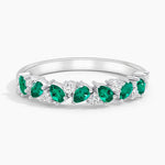 Olivetta Lab Emerald and Diamond Ring Platinum Wedding Band