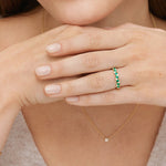 Olivetta Lab Emerald and Diamond Ring Yellow Gold 18k Wedding Band