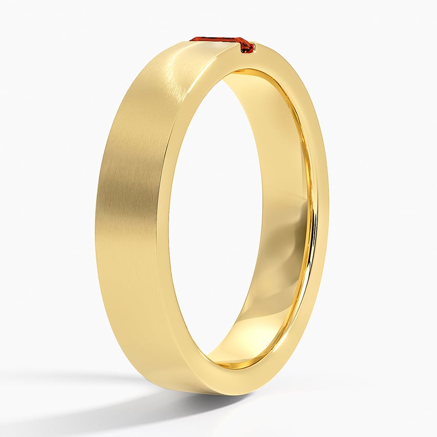 Apollo Garnet 4.5mm Wedding Ring Yellow Gold 18k Wedding Band