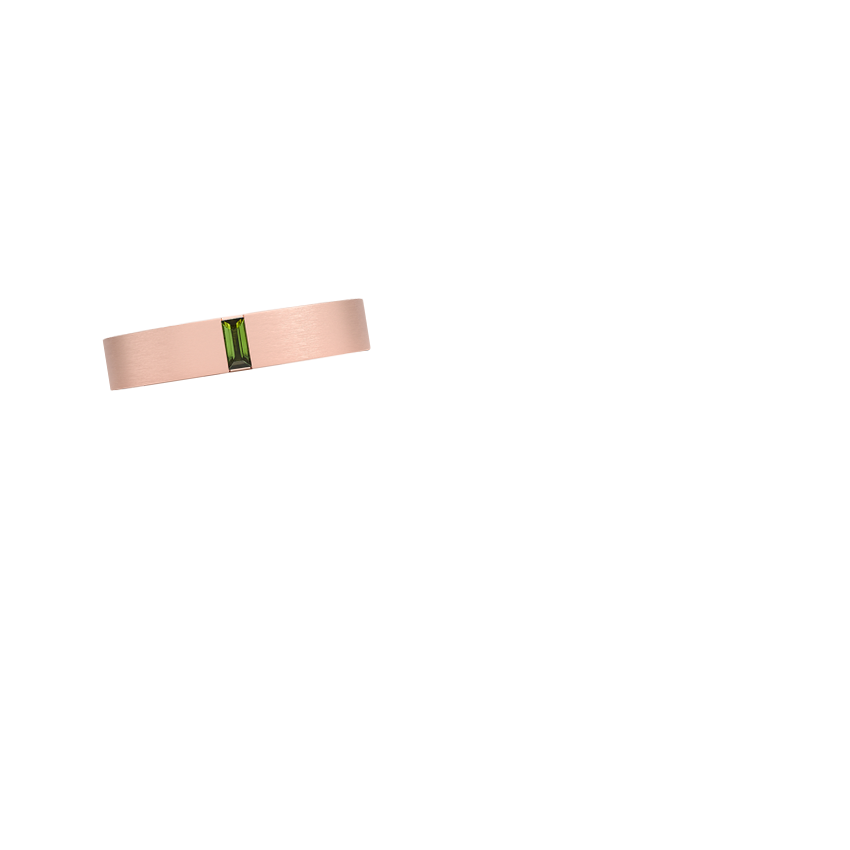 Apollo Green Tourmaline 4.5mm Wedding Ring Rose Gold 18k Wedding Band