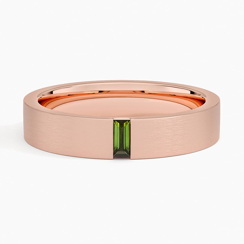 Apollo Green Tourmaline 4.5mm Wedding Ring Rose Gold 18k Wedding Band