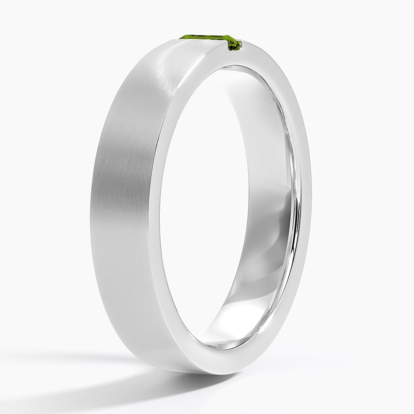 Apollo Green Tourmaline 4.5mm Wedding Ring Platinum Wedding Band