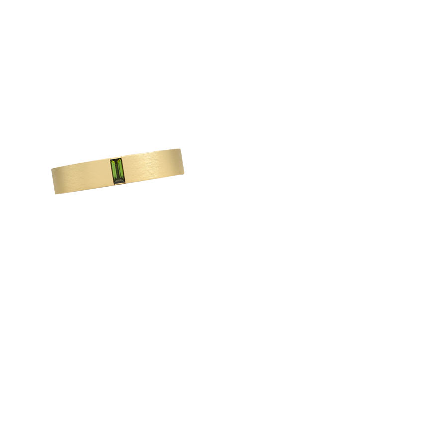 Apollo Green Tourmaline 4.5mm Wedding Ring Yellow Gold 18k Wedding Band