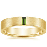 Apollo Green Tourmaline 4.5mm Wedding Ring Yellow Gold 18k Wedding Band