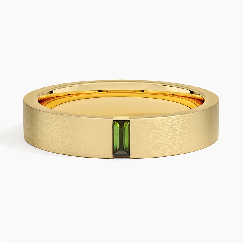 Apollo Green Tourmaline 4.5mm Wedding Ring Yellow Gold 18k Wedding Band