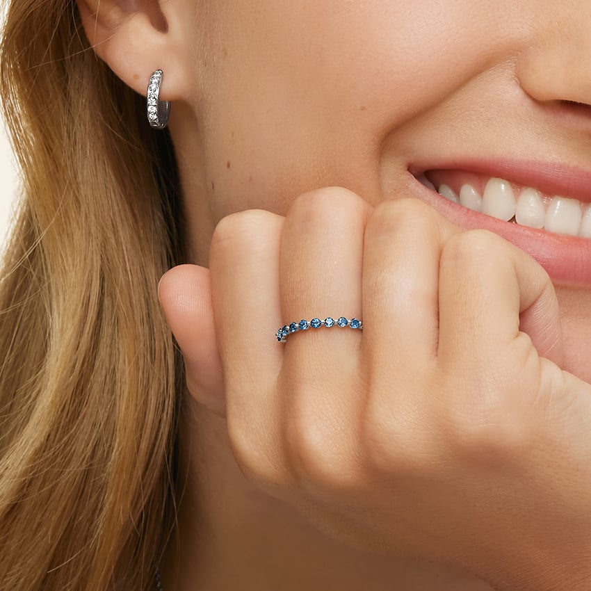 Marseille London Blue Topaz Ring Platinum Wedding Band